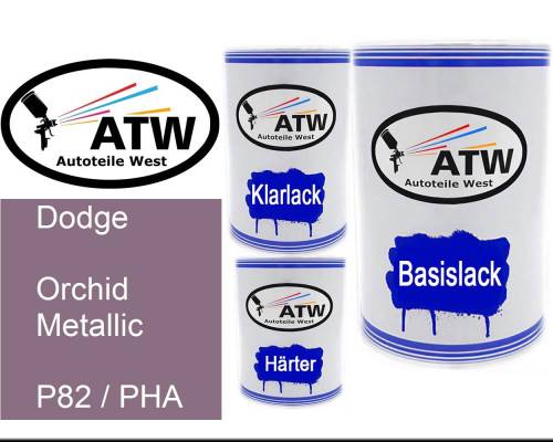 Dodge, Orchid Metallic, P82 / PHA: 500ml Lackdose + 500ml Klarlack + 250ml Härter - Set, von ATW Autoteile West.